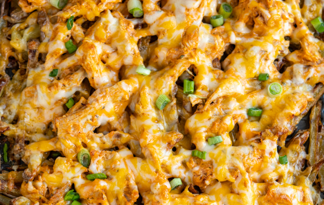Pulled honey Buffalo chicken loaded chips
